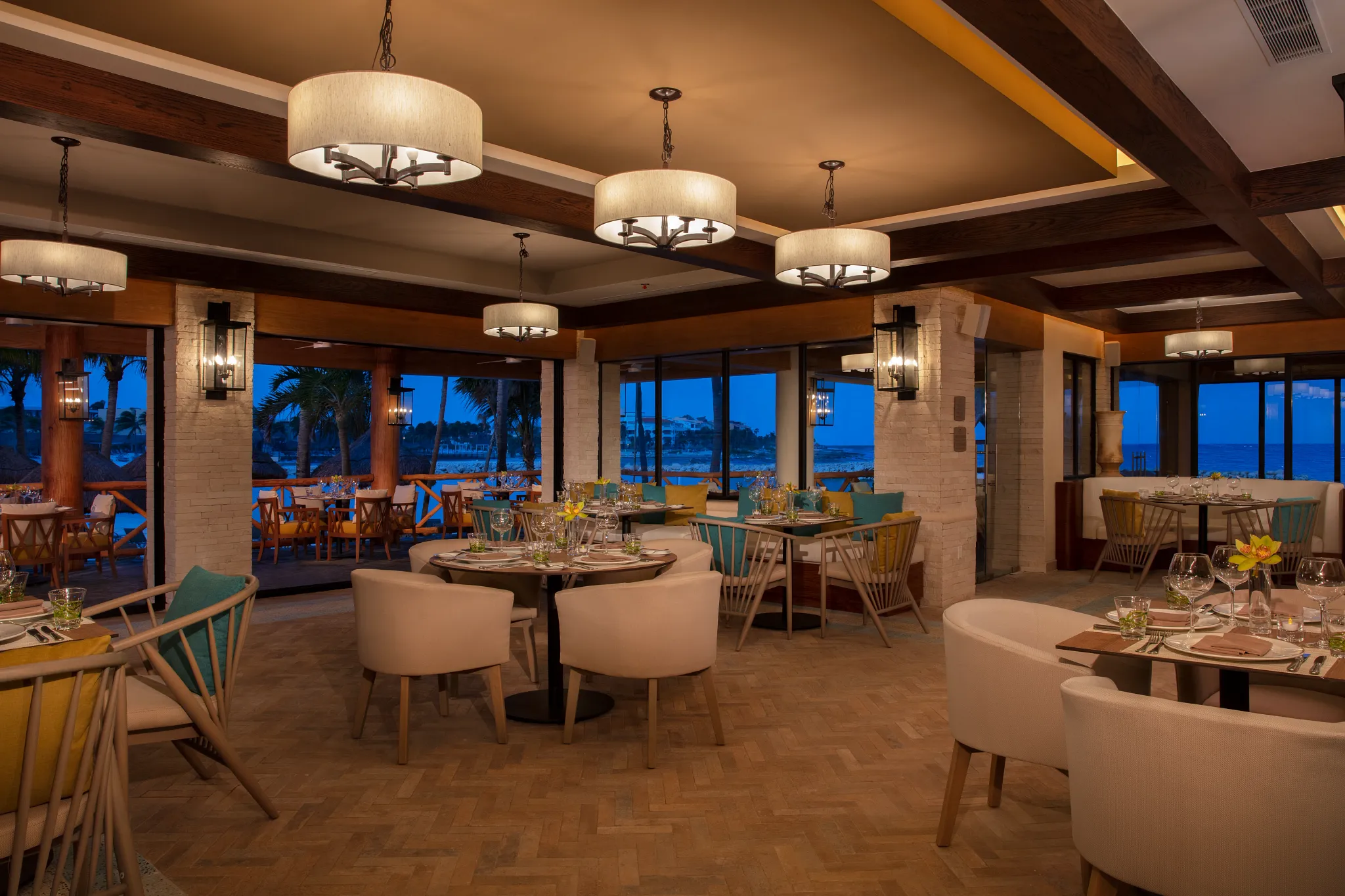 Portofino Italian restaurant at Dreams Aventuras Riviera Maya featuring elegant décor, romantic ambiance, and classic Italian cuisine.